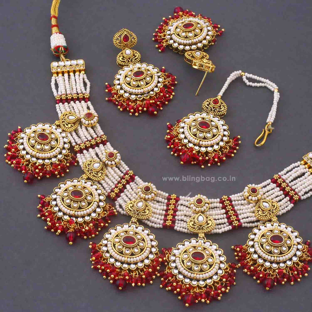 Rani Ahilya Kundan Jewellery Set