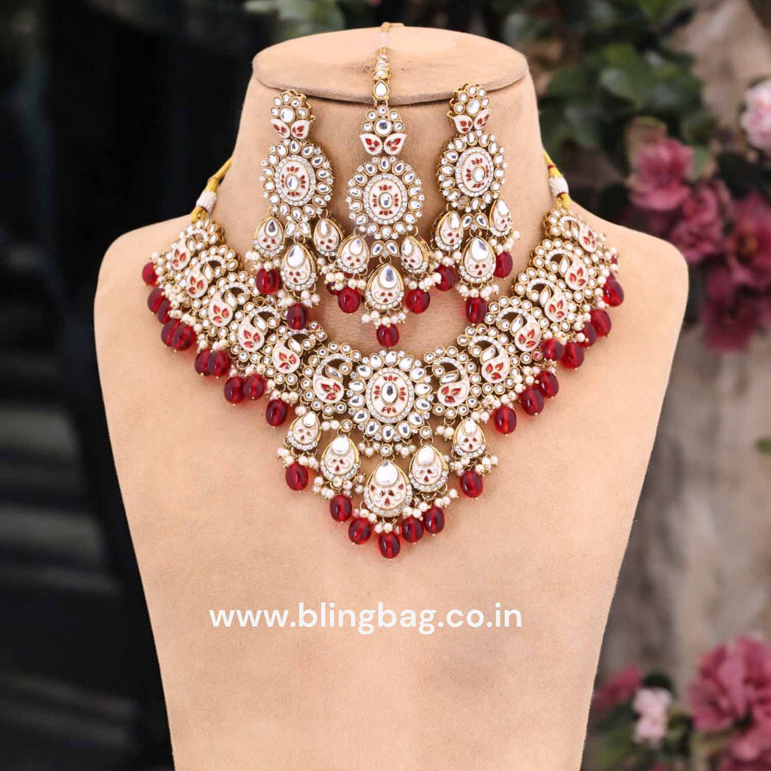 Maroon Anaisa Kundan Jewellery Set