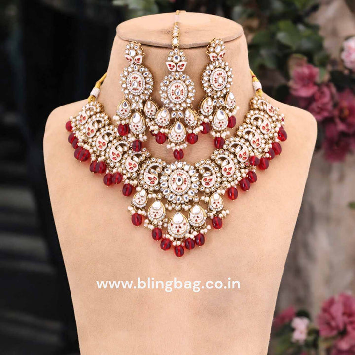 Maroon Anaisa Kundan Jewellery Set