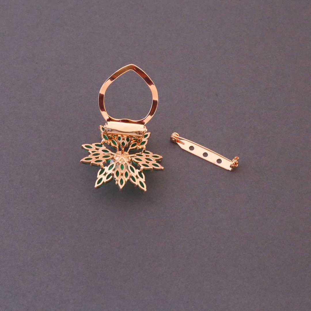 Emerald Kamal Pearls Brooch