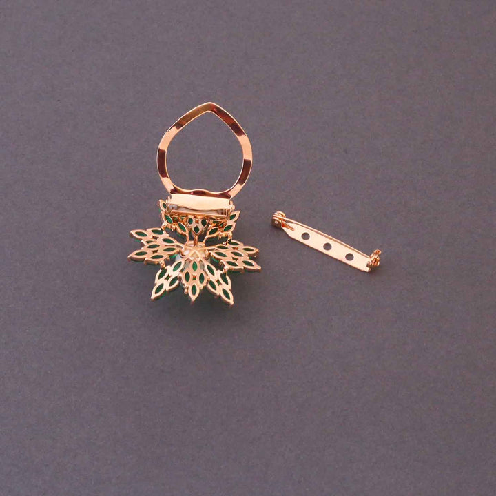 Emerald Kamal Pearls Brooch