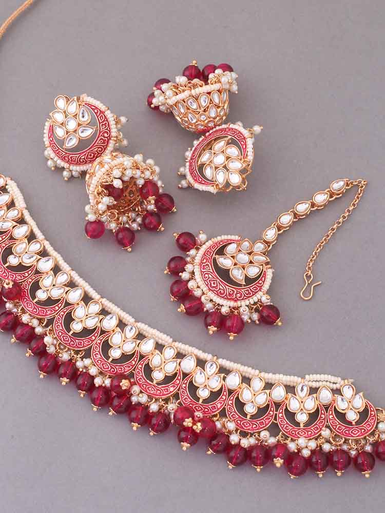 Rani Dhisana Kundan Jewellery Set