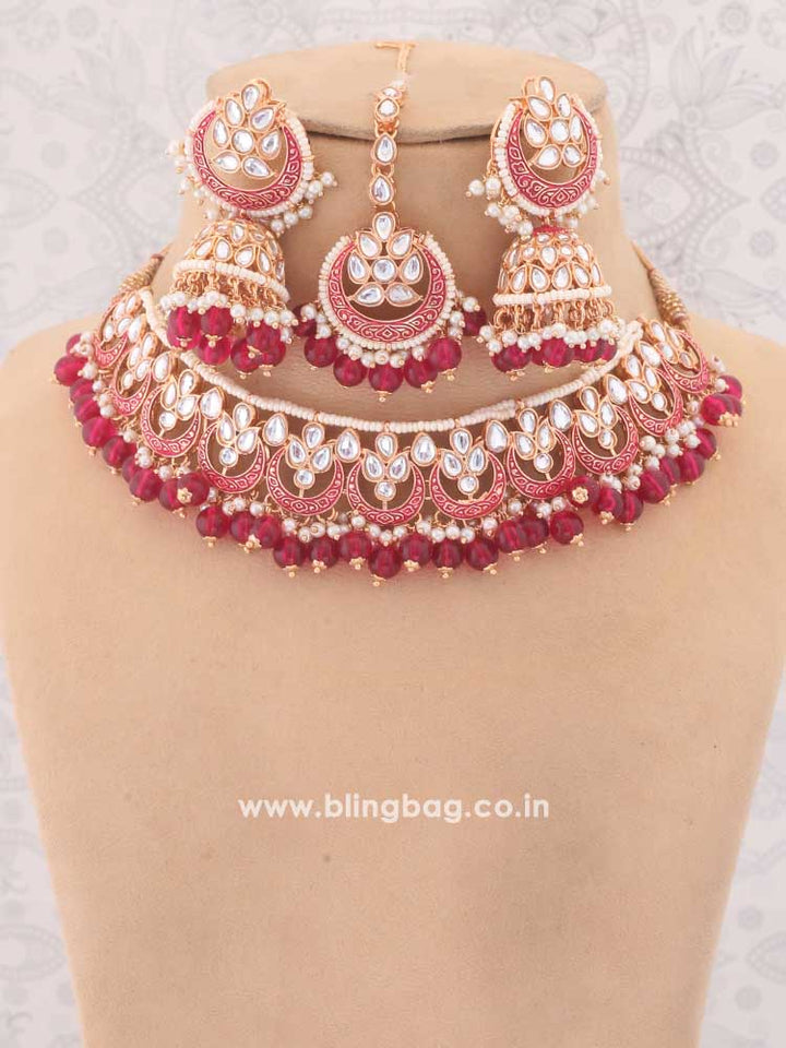 Rani Dhisana Kundan Jewellery Set