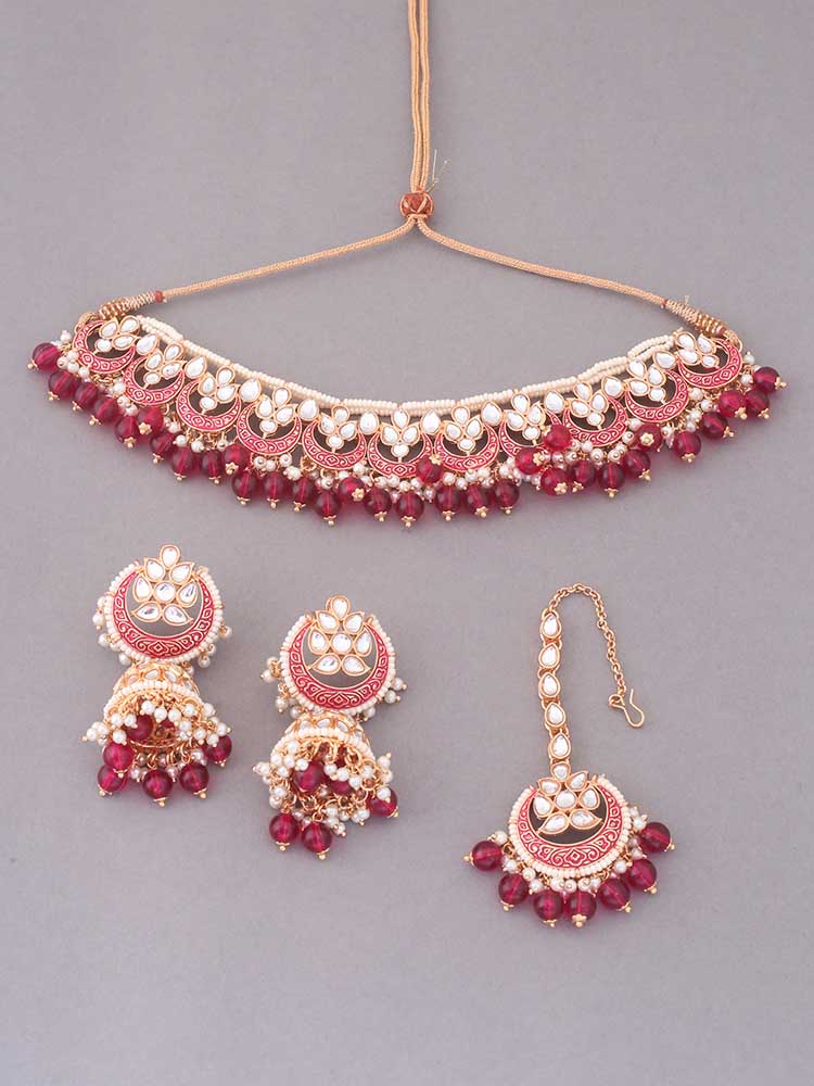 Rani Dhisana Kundan Jewellery Set