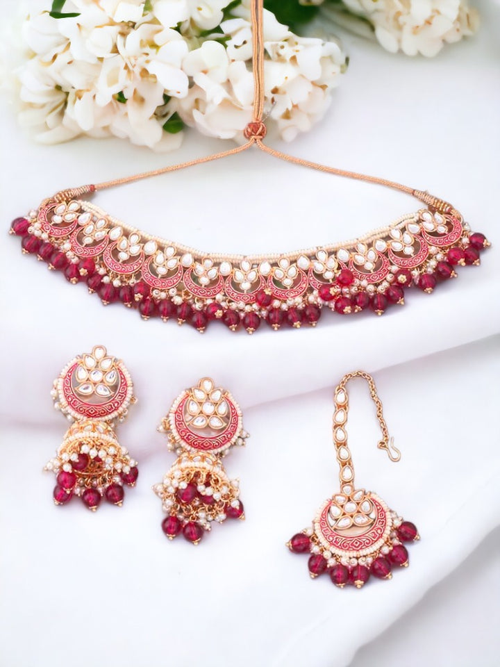 Rani Dhisana Kundan Jewellery Set