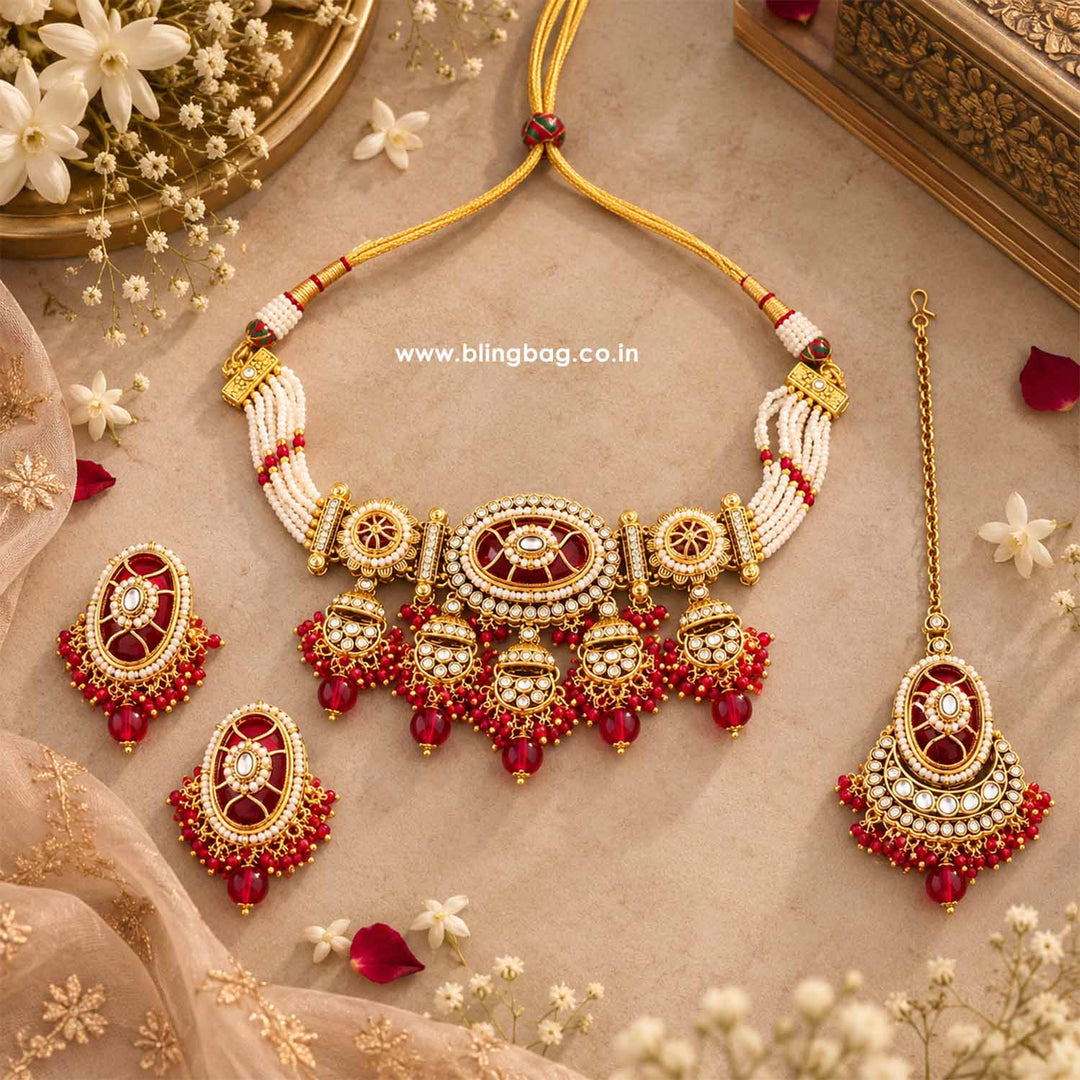 Rani Eshvi Kundan Jewellery Set