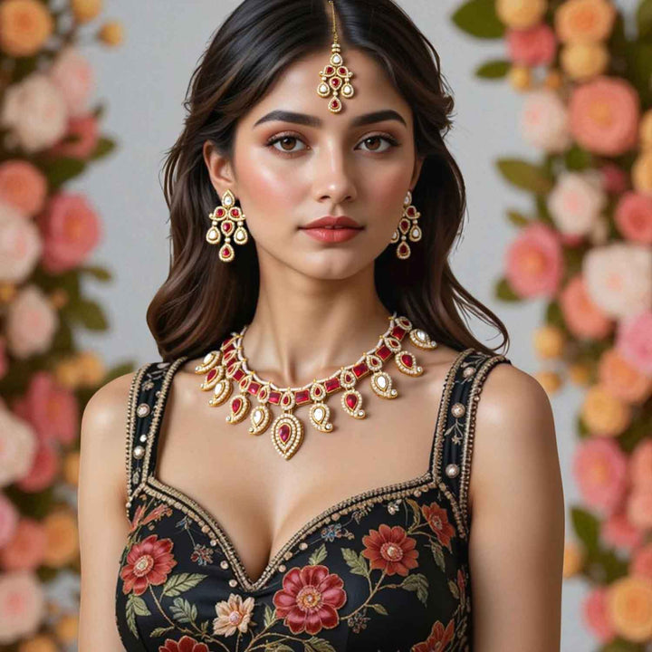 Rani Fariha Kundan Jewellery Set