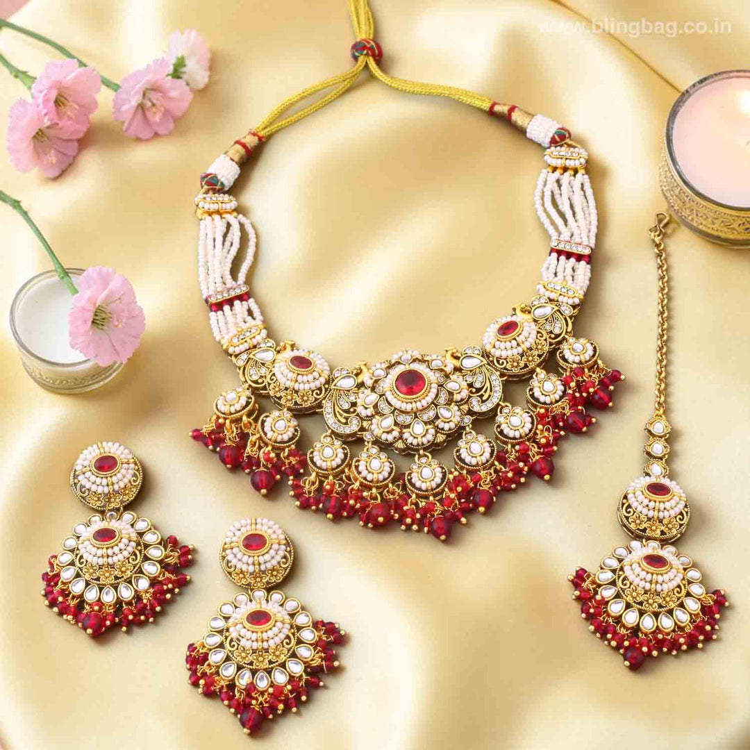 Rani Iniya Kundan Jewellery Set