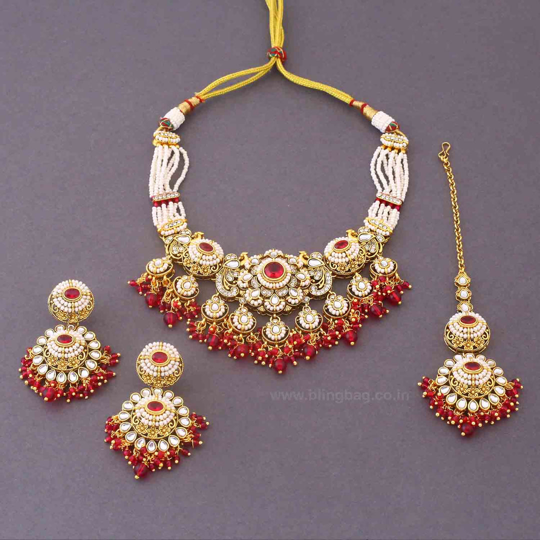Rani Iniya Kundan Jewellery Set