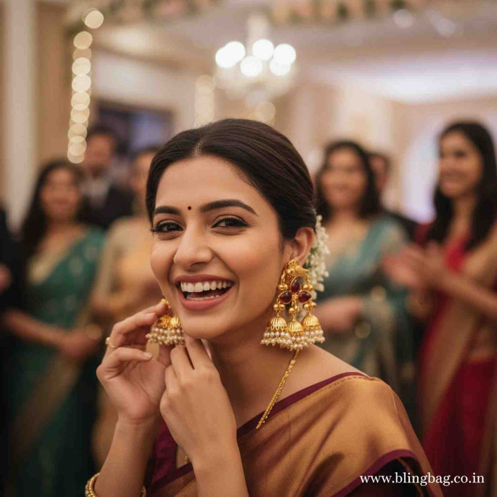 Rani Kiarai Oxidised Jhumkis