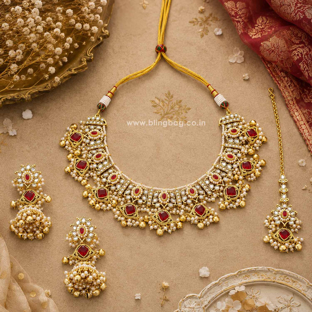Rani Pihuani Kundan Jewellery Set
