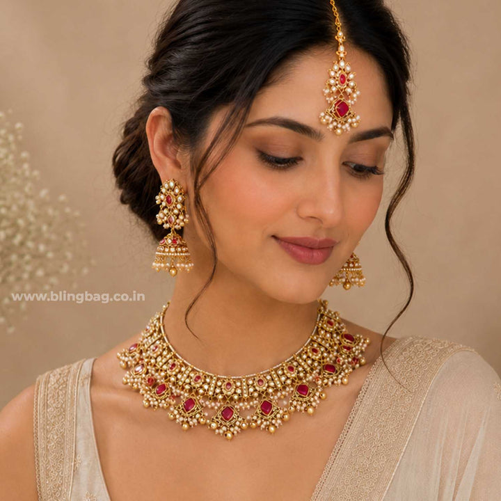 Rani Pihuani Kundan Jewellery Set