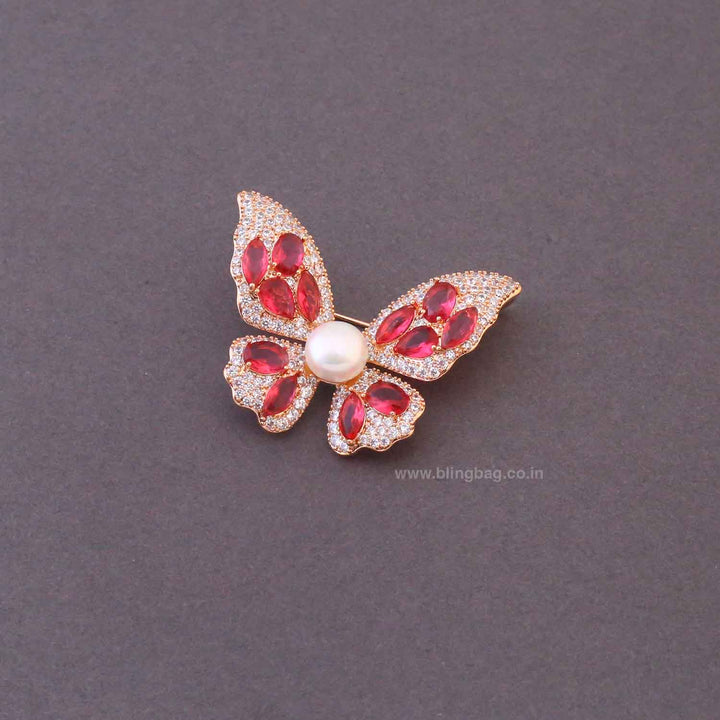 Rani Rosy Butterfly Brooch