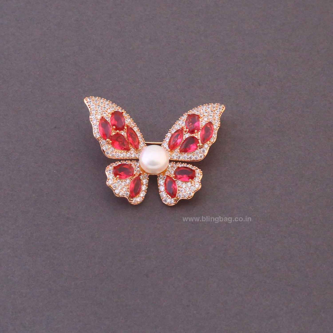 Rani Rosy Butterfly Brooch