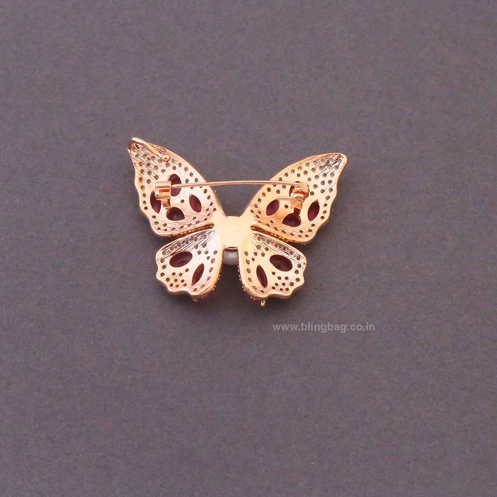 Rani Rosy Butterfly Brooch