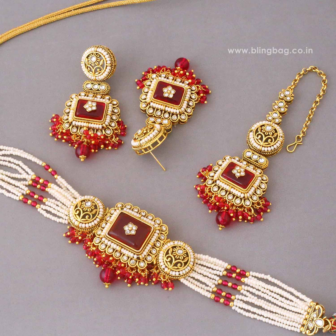 Rani Siyashi Kundan Jewellery Set