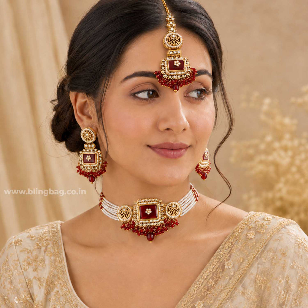 Rani Siyashi Kundan Jewellery Set