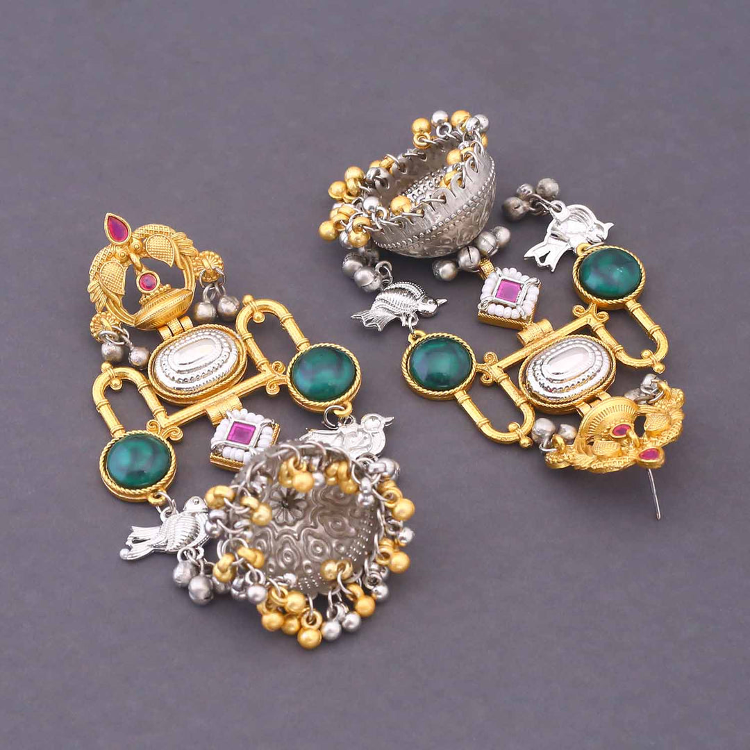 Rani Swarnima Oxidised Jhumkis