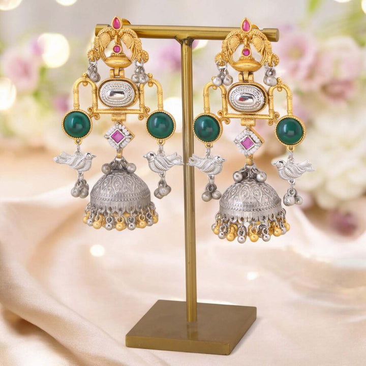 Rani Swarnima Oxidised Jhumkis