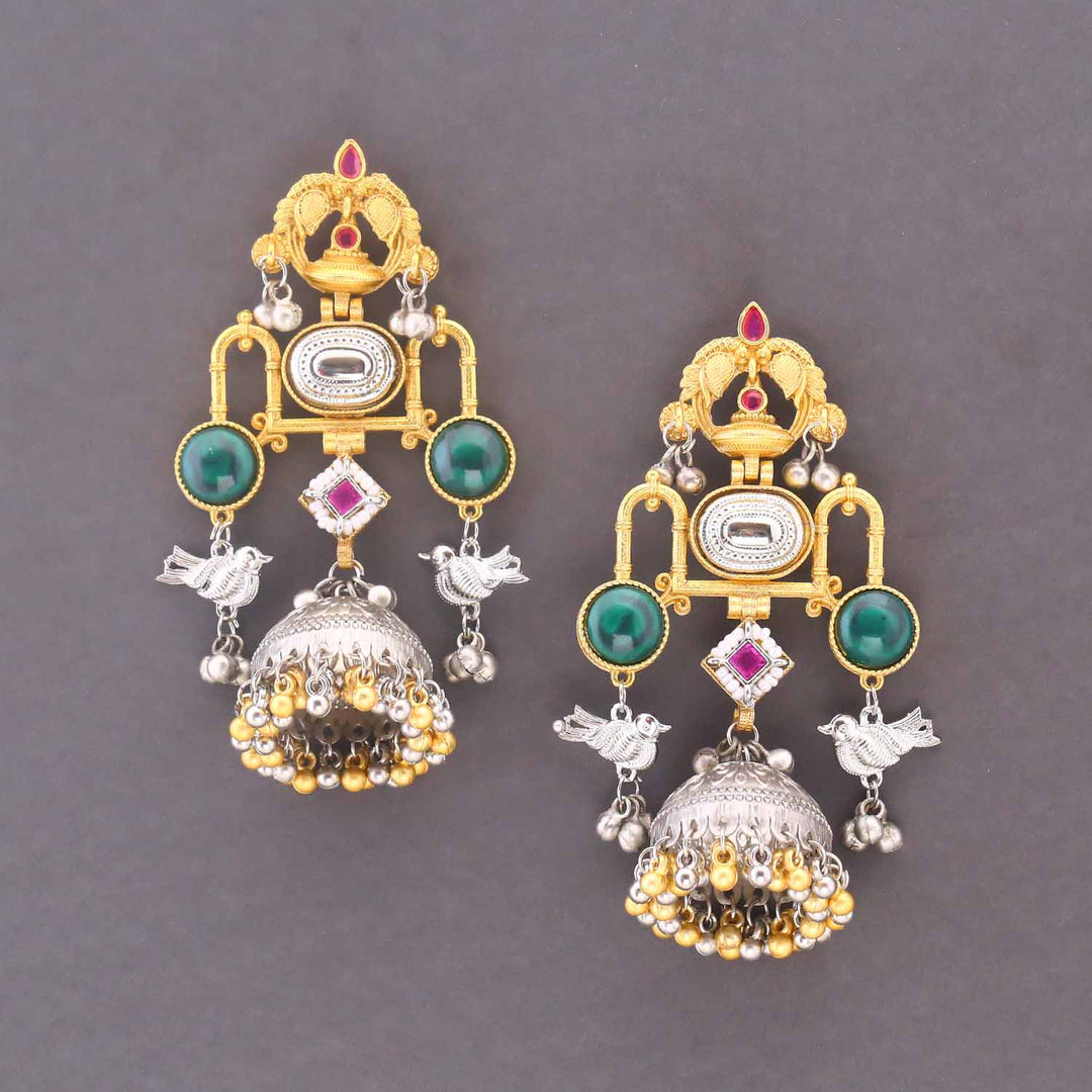 Rani Swarnima Oxidised Jhumkis