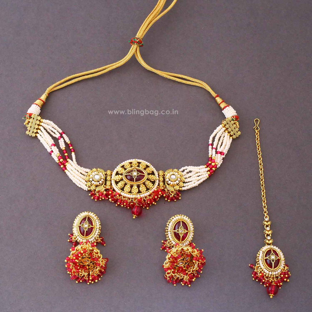 Rani Tavya Kundan Jewellery Set