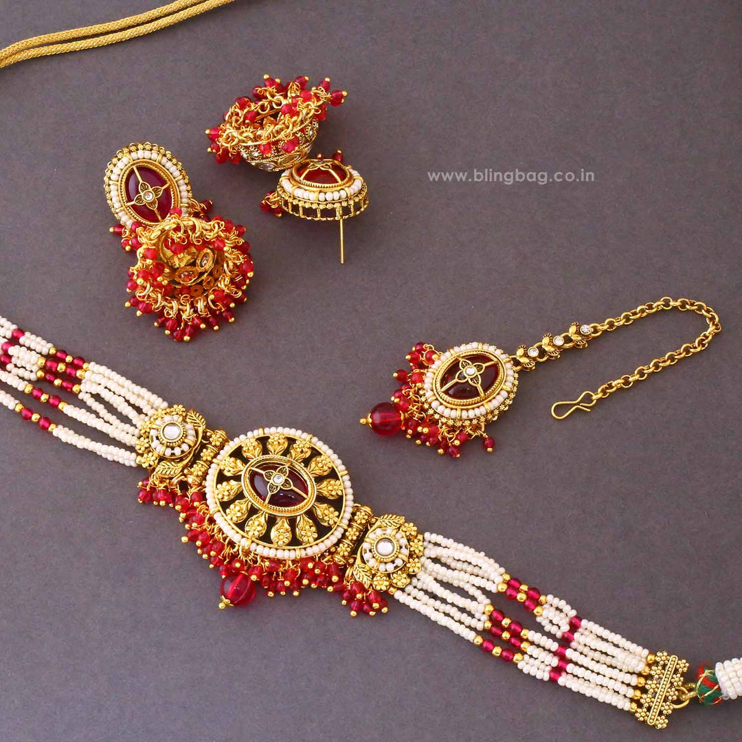 Rani Tavya Kundan Jewellery Set