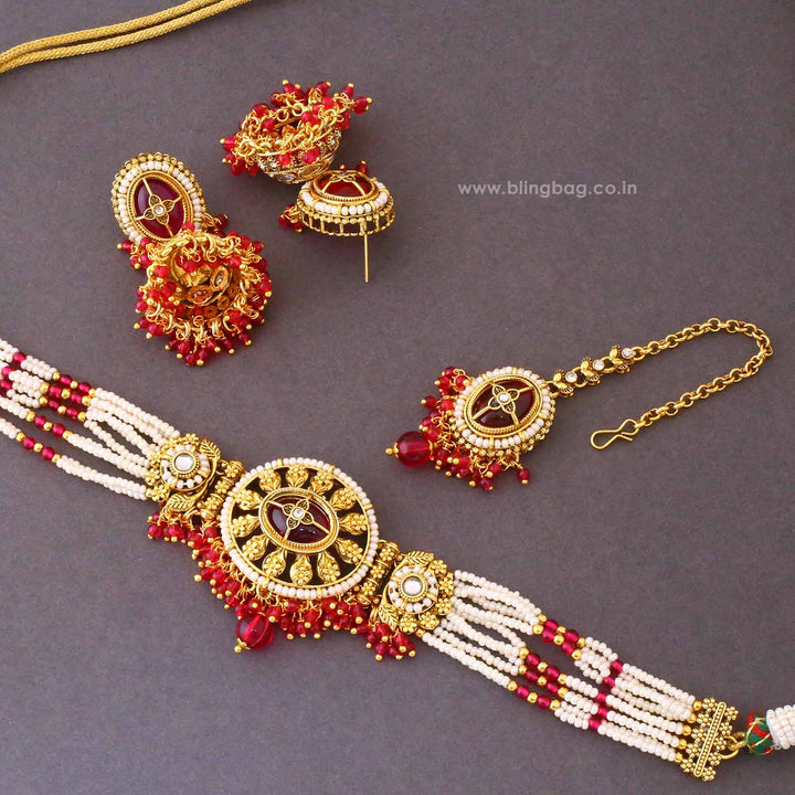 Rani Tavya Kundan Jewellery Set