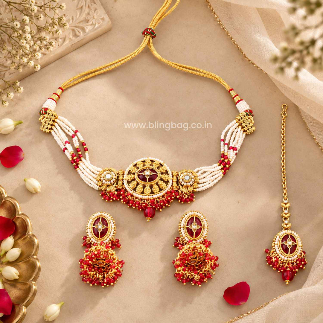 Rani Tavya Kundan Jewellery Set