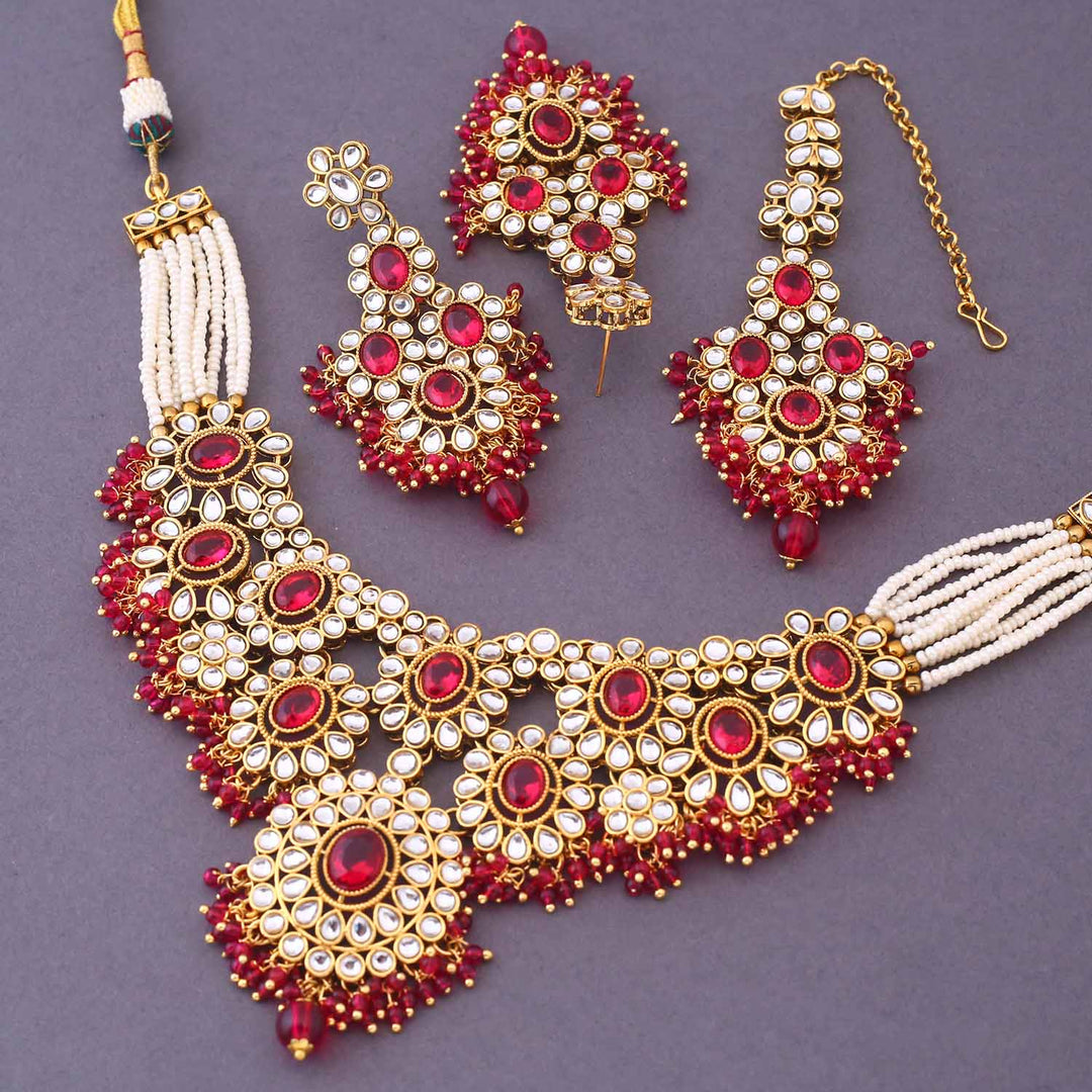 Rani Vidhuta Kundan Jewellery Set