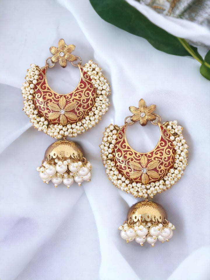 Red Aakriti Ethnic Jhumkis