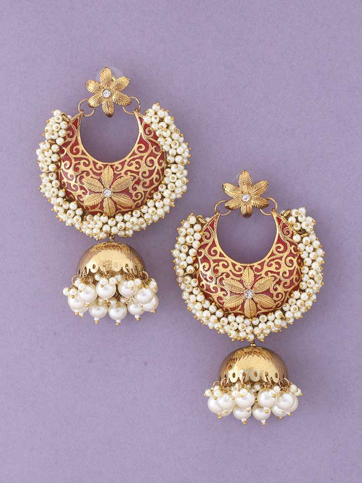 Red Aakriti Ethnic Jhumkis