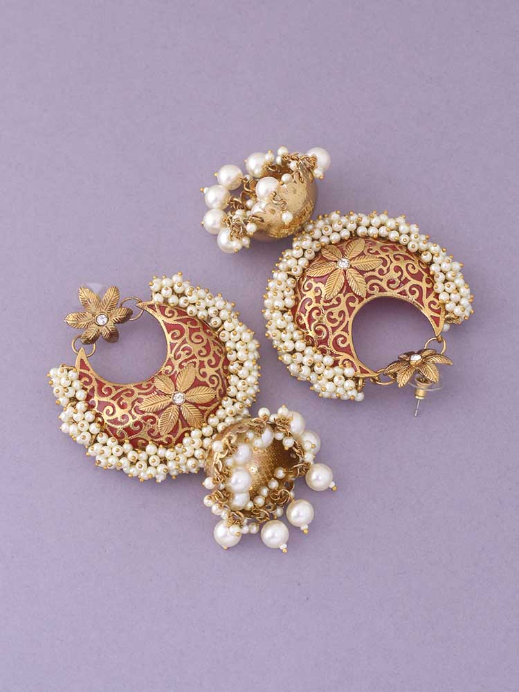 Red Aakriti Ethnic Jhumkis
