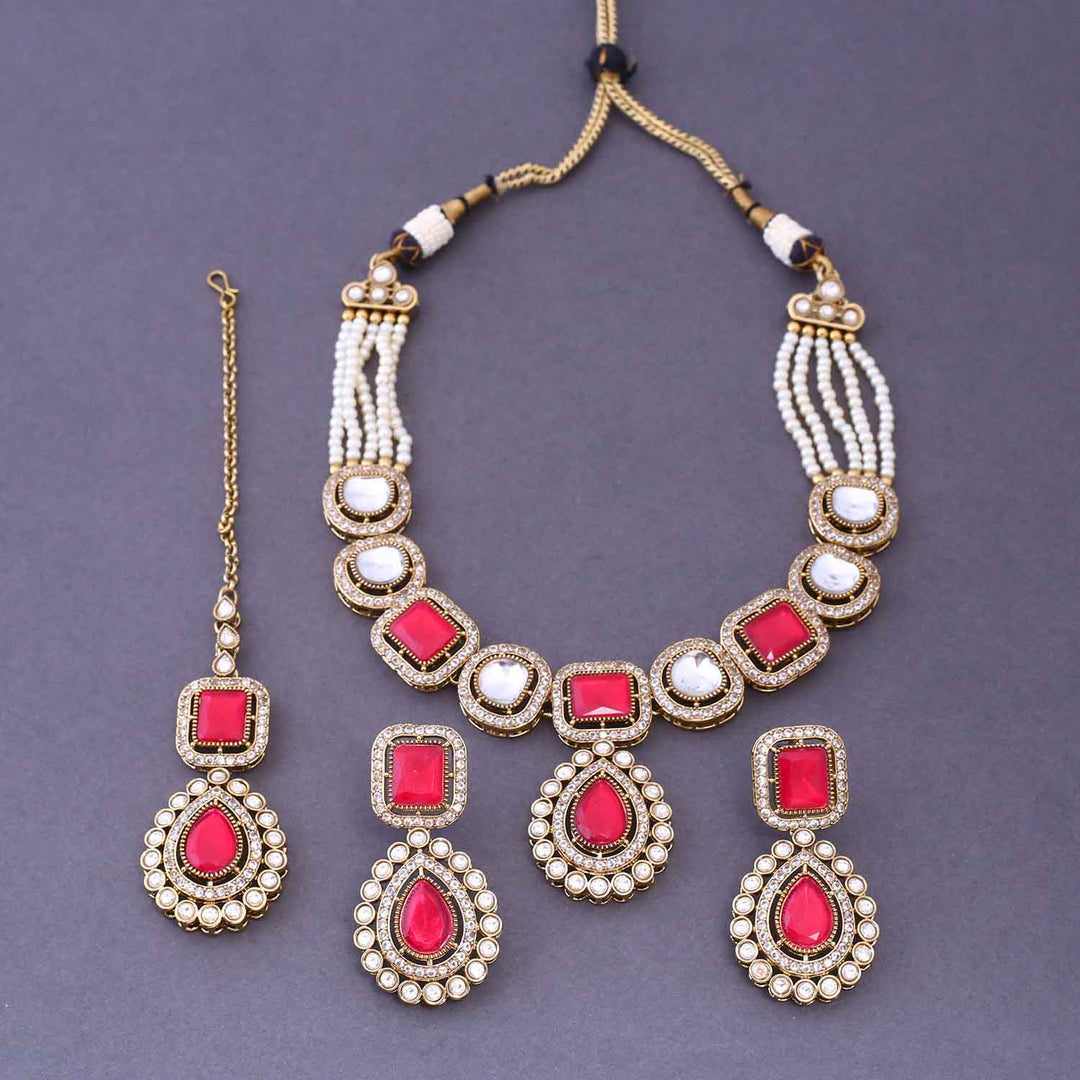 Red Gisele Victorian Jewellery Set-New Arrival