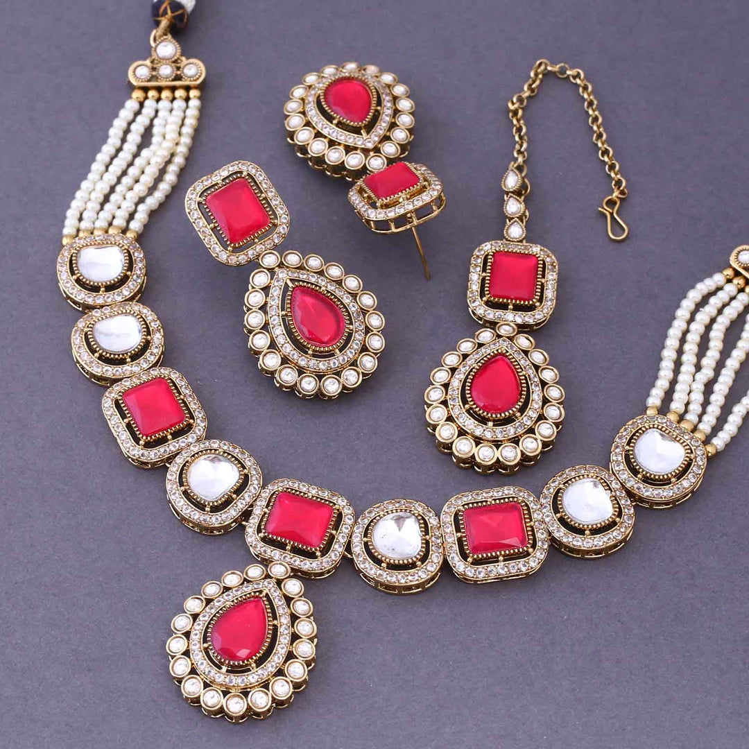 Red Gisele Victorian Jewellery Set-New Arrival