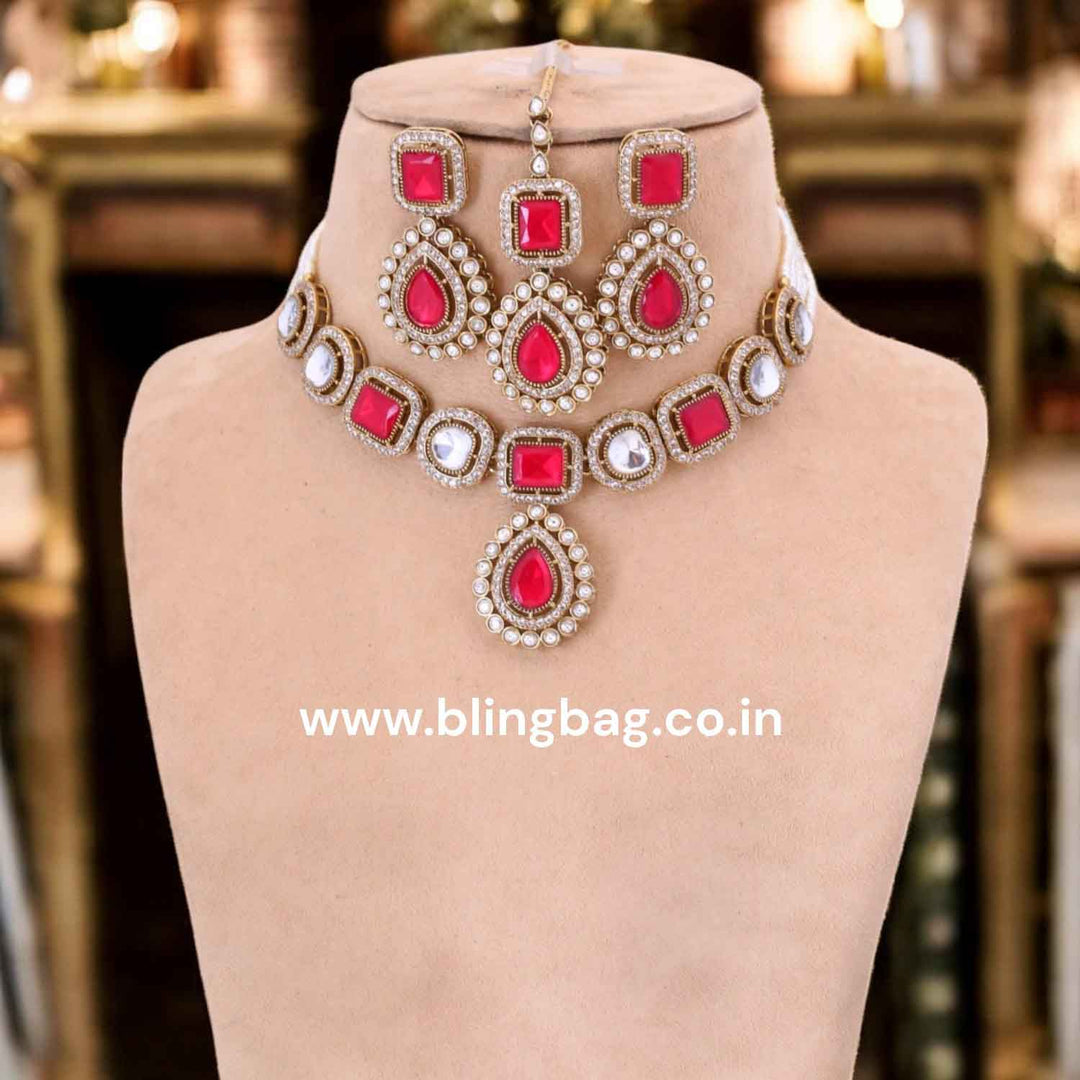 Red Gisele Victorian Jewellery Set-New Arrival