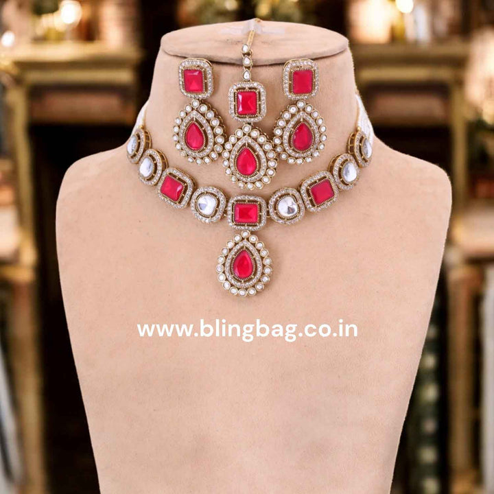 Red Gisele Victorian Jewellery Set-New Arrival