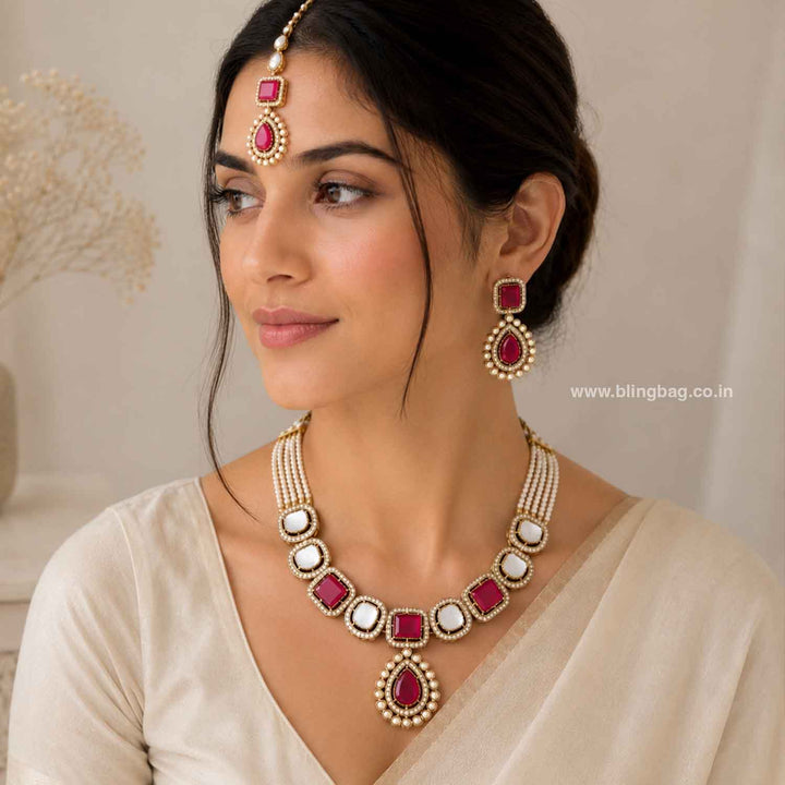 Red Gisele Victorian Jewellery Set-New Arrival