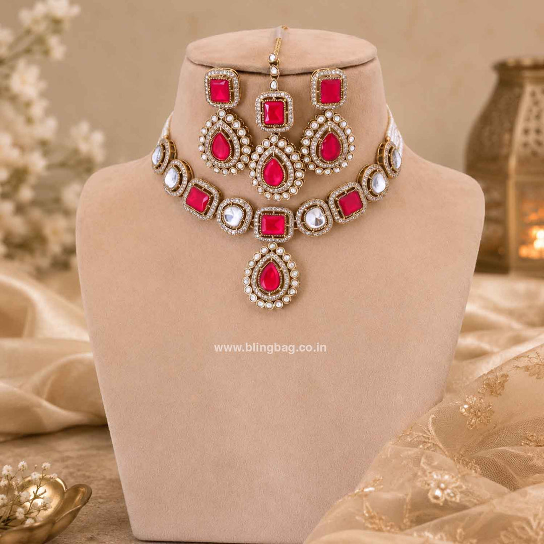 Red Gisele Victorian Jewellery Set-New Arrival