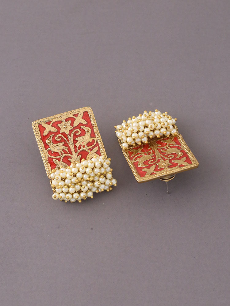 Red Gowri Studs