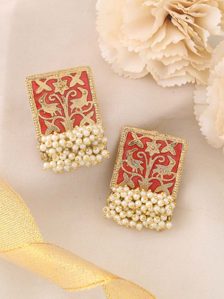 Red Gowri Studs
