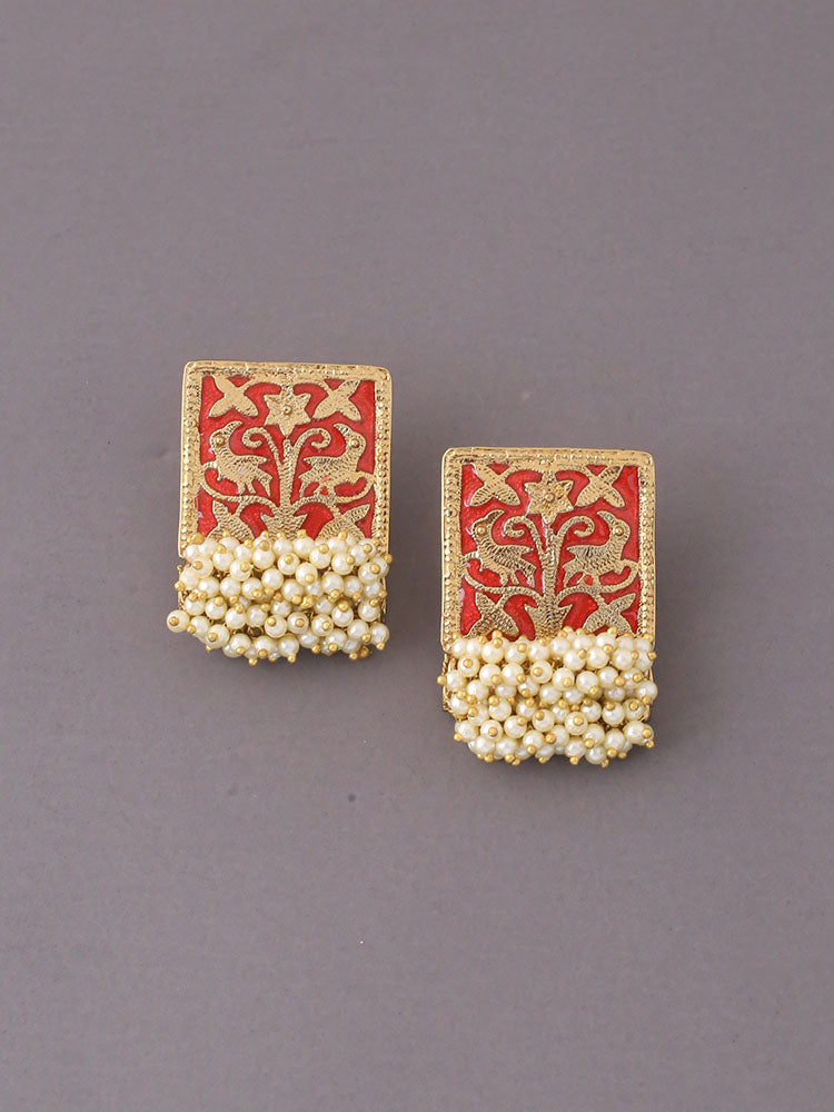 Red Gowri Studs