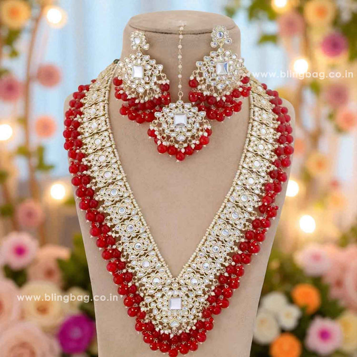 Red Gracia Kundan Jewellery Set
