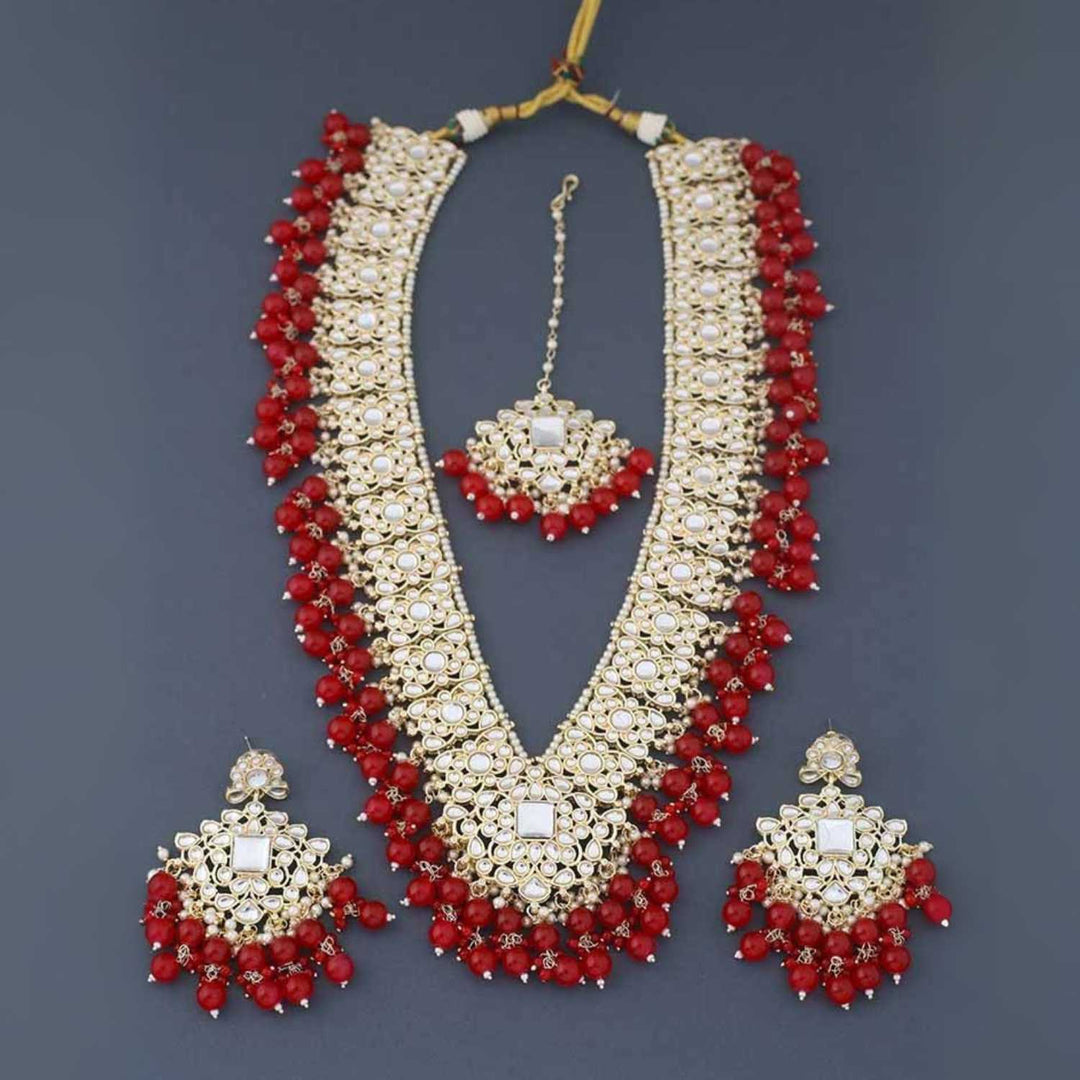 Red Gracia Kundan Jewellery Set