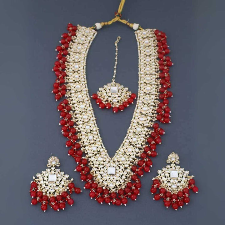 Red Gracia Kundan Jewellery Set