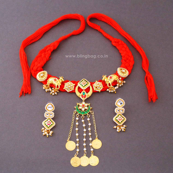 Red Madhurima Kundan Jewellery Set - New Arrival