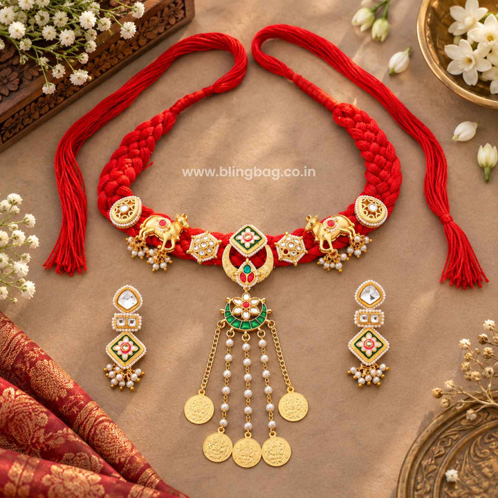 Red Madhurima Kundan Jewellery Set - New Arrival