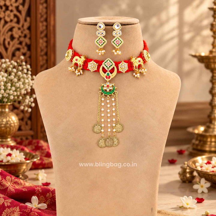 Red Madhurima Kundan Jewellery Set - New Arrival