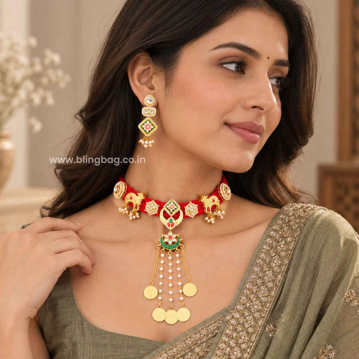 Red Madhurima Kundan Jewellery Set - New Arrival