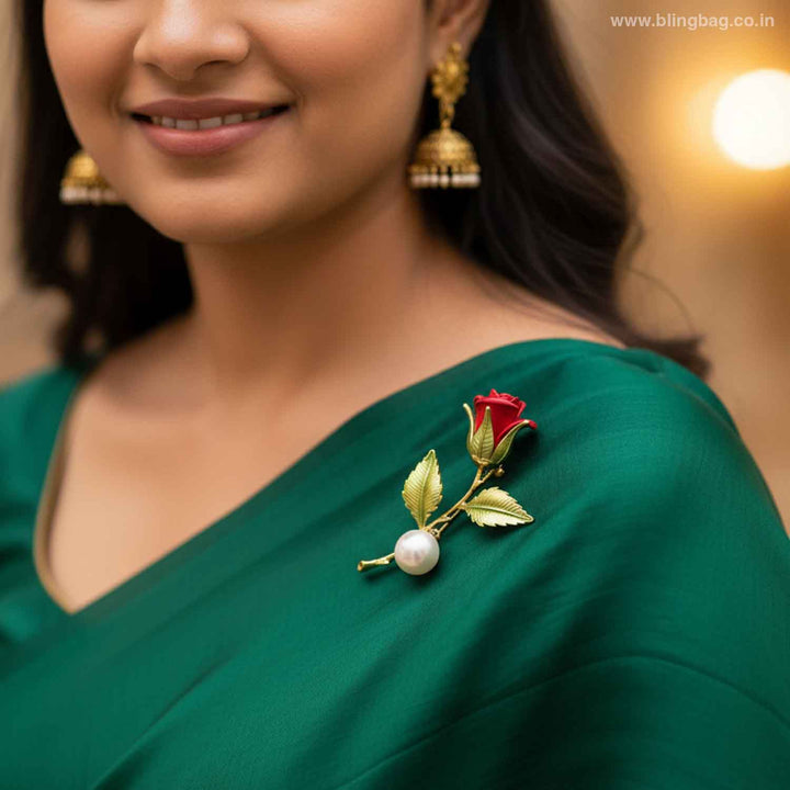 Red Rose Brooch