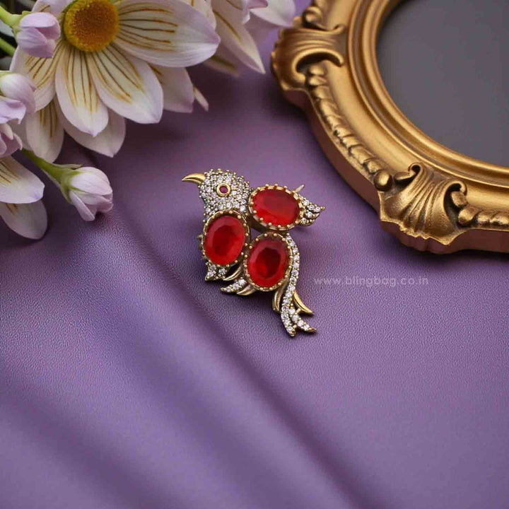 Red Rubina Wing Brooch